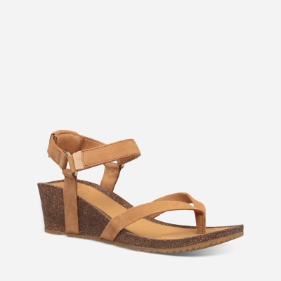 Dámské Sandály Na Klínku Teva Mahonia Wedge Thong Hnědé - CZ759163